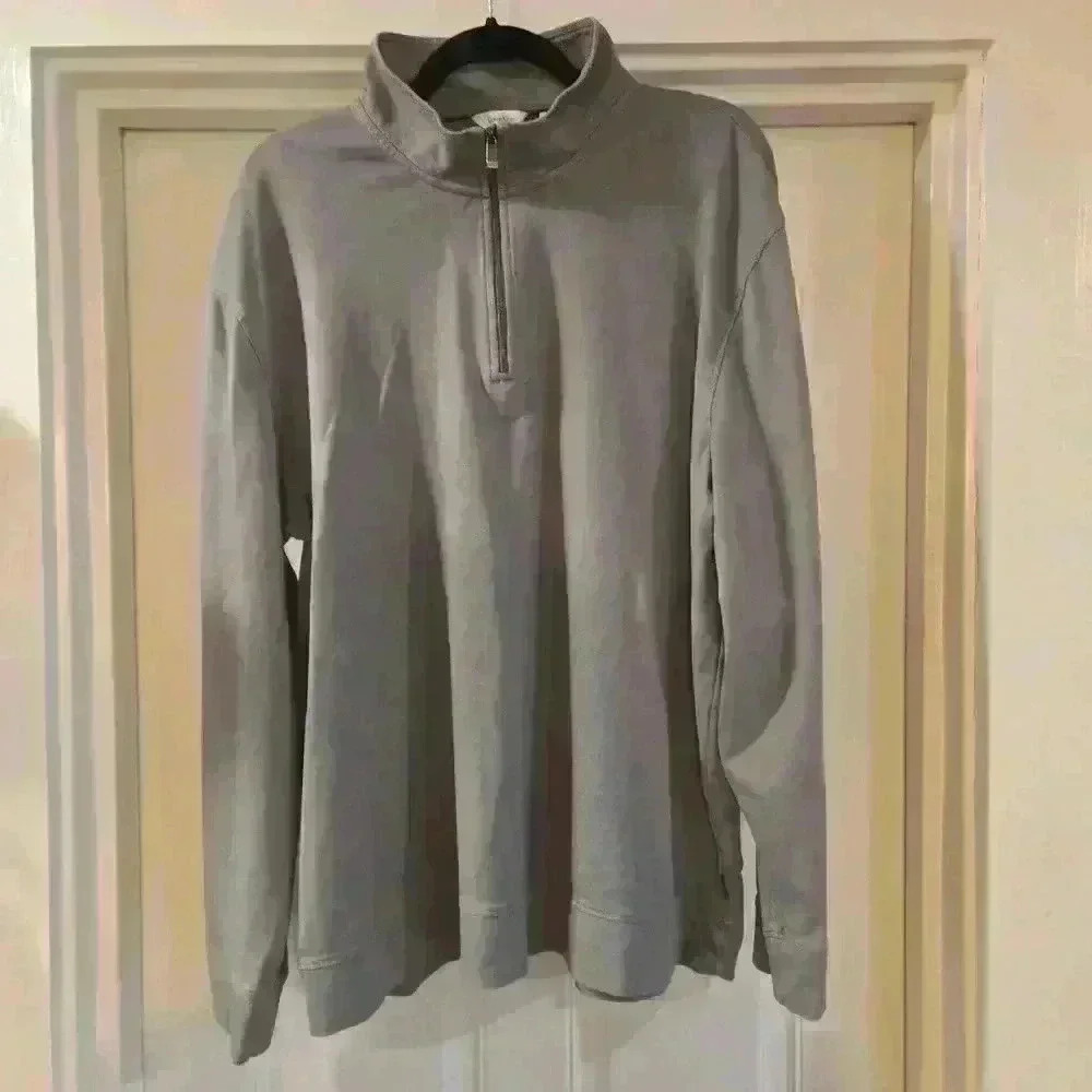 Calvin Klein Mens 1/4 Zip Long Sleeve Pullover Knit  Gray Size XXL